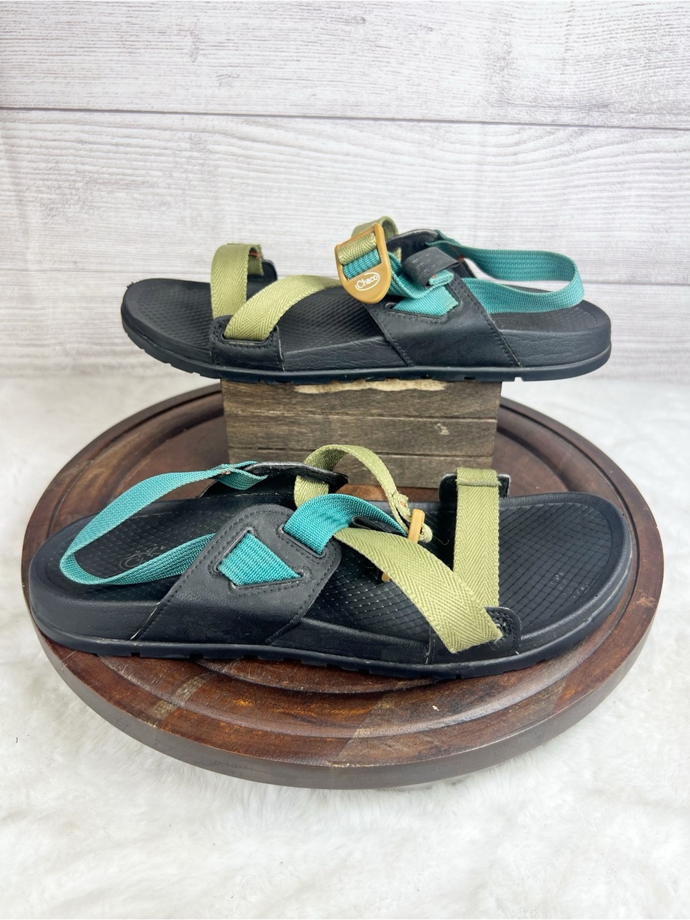 Chaco Lowdown Blue Green Strappy Sandals Women’s Size 9 Outdoor Boho Shoes Beach - Picture 8 of 9